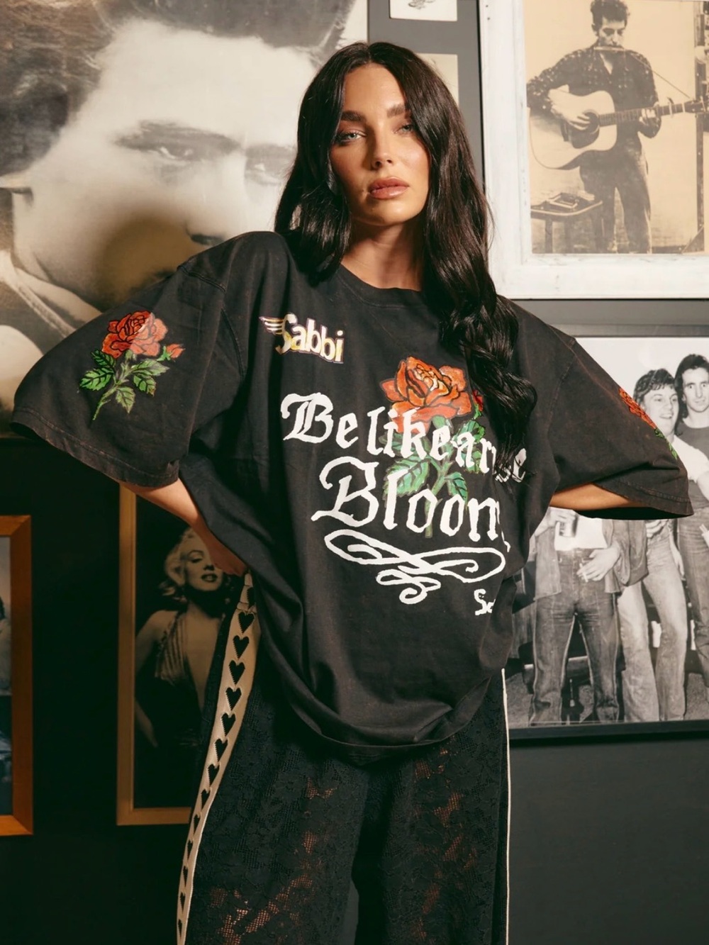 Unbranded Black Rose Graphic Short Sleeve Tee